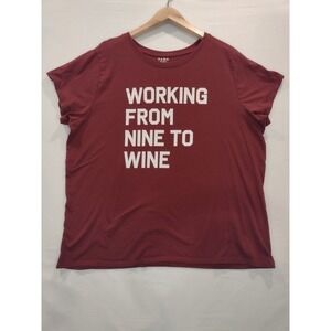 Women's Maroon Working From Nine to‎ Wine Novelty Graphic Shirt Size XXL